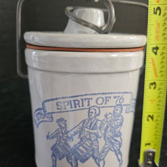 Vintage Bicentennial Stoneware Cheese Crock With Wire Bale Spirit of 76 - Picture 7 of 10